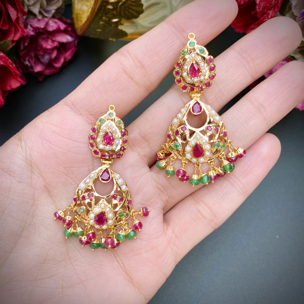 Buy 22k Yellow Gold Earrings-enamel Work Indian Karigari Solid Real Gold  Earrings-rajasthan Gold Earrings-gold Earrings-gold Earrings Online in  India - Etsy