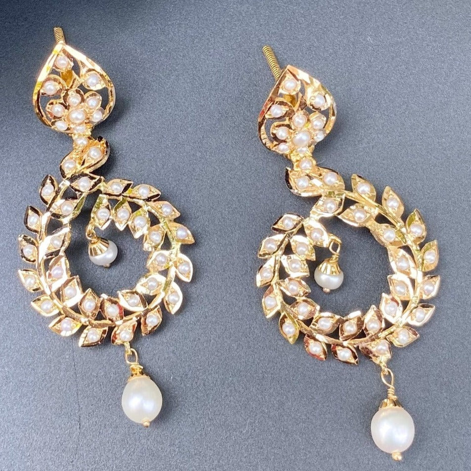 22k gold earrings studded with pearl drops