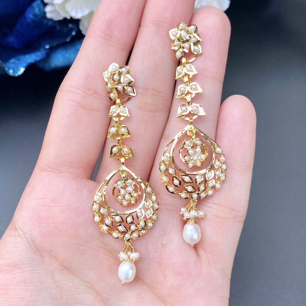 pearl danglers in gold under 1lac