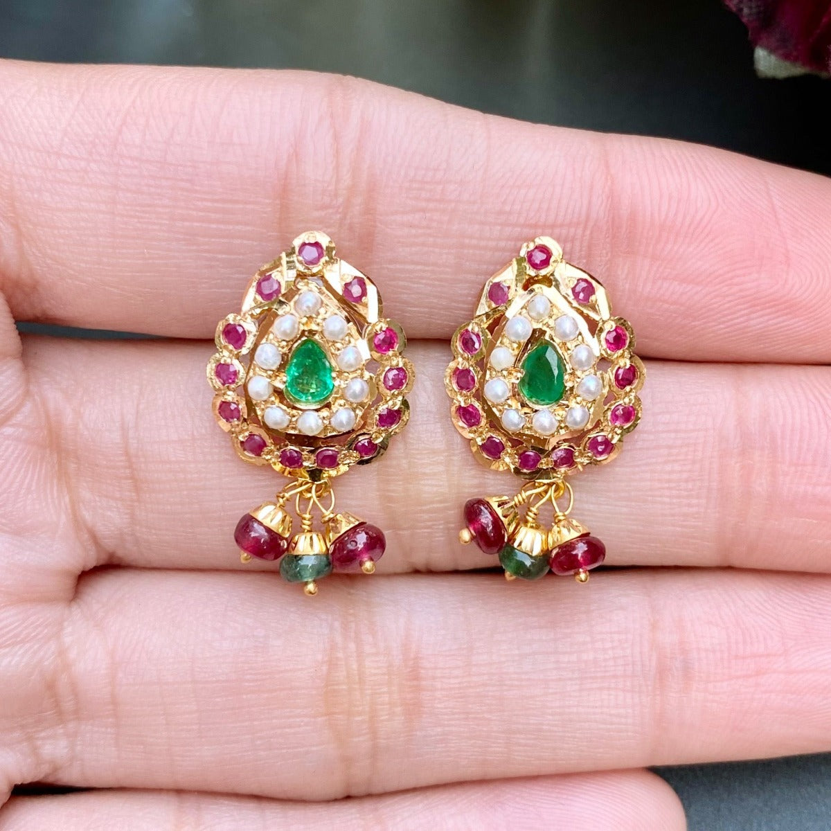 ruby emerald tops in gold