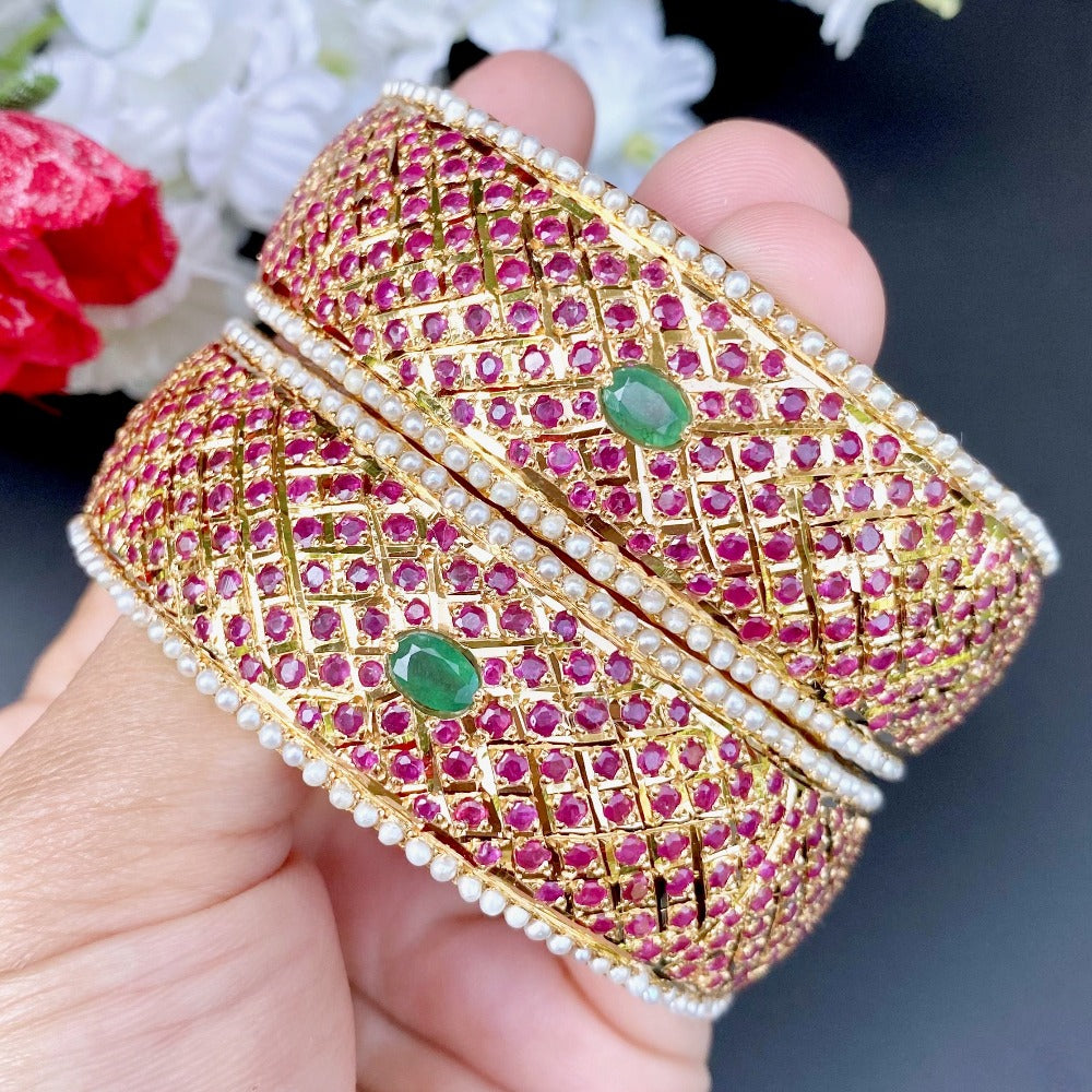 ruby emerald bangles in 22k gold