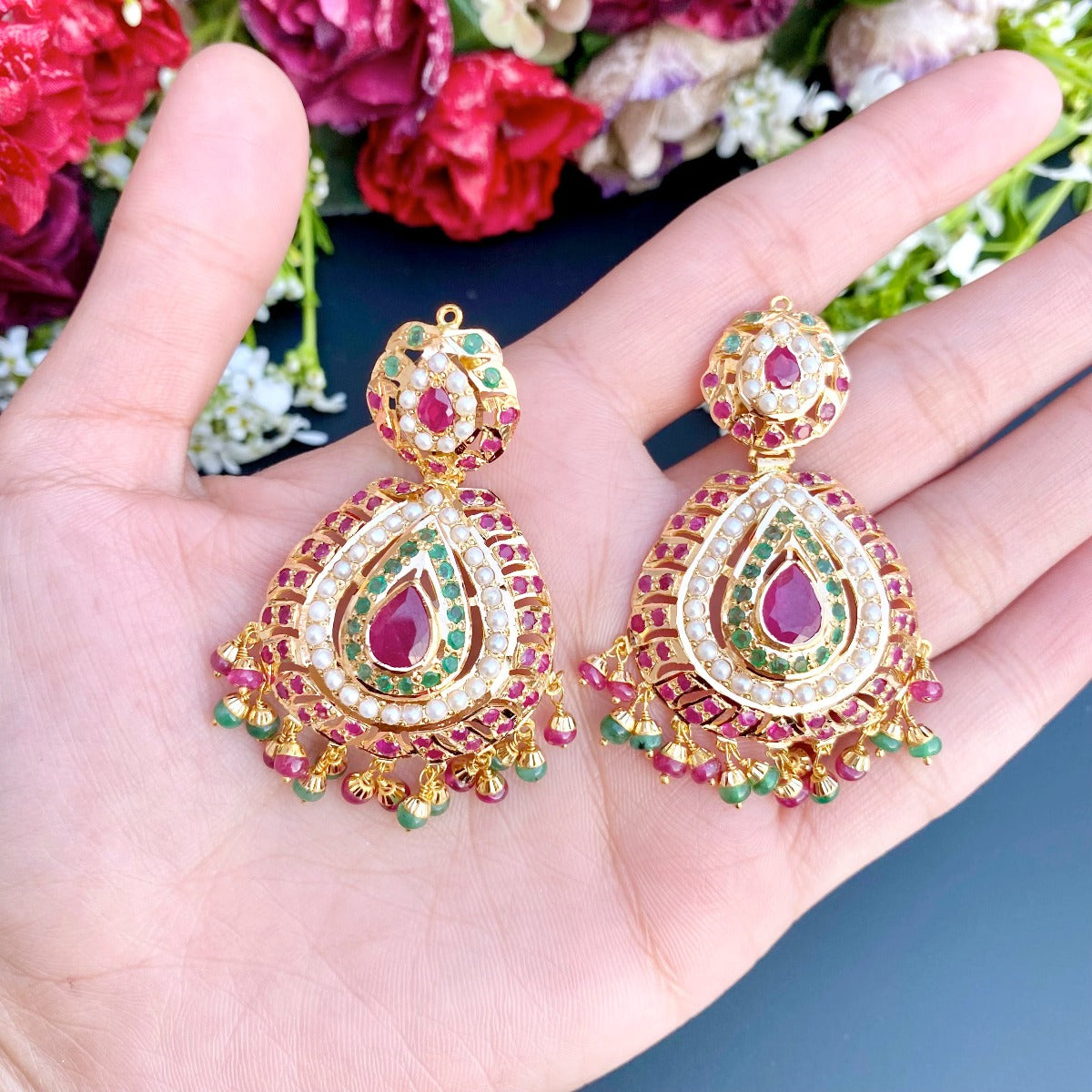 ruby emerald earrings tanishq