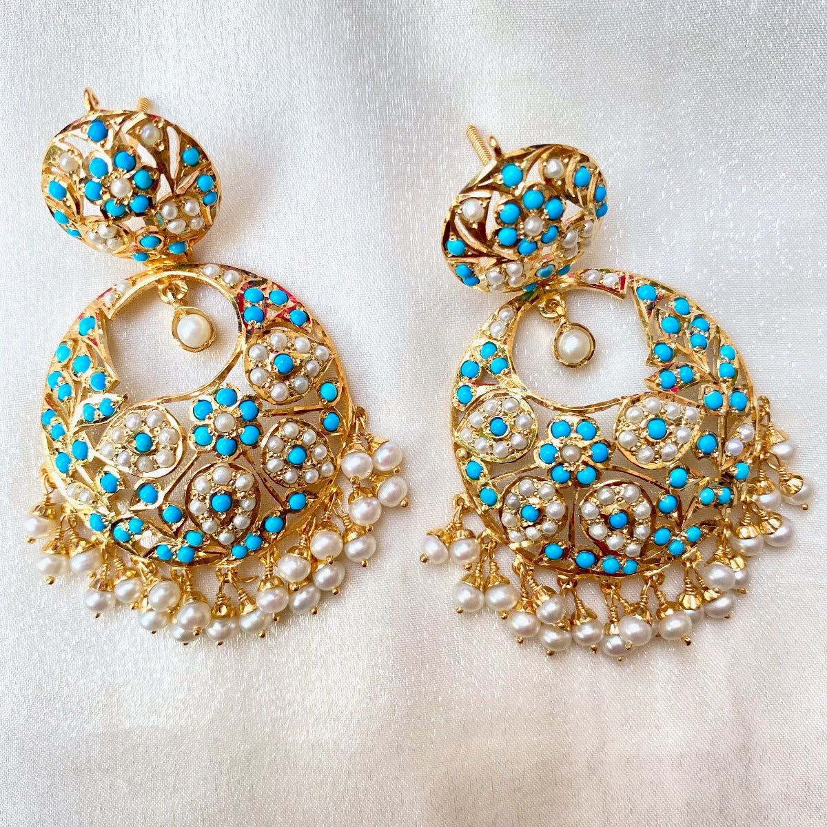 gold plated turquoise earrings