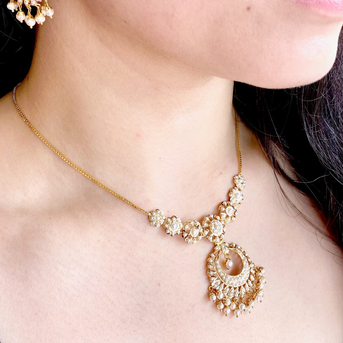 Necklace Designs Pearl Neck Chain 22k Gold Pearl Neck Chain