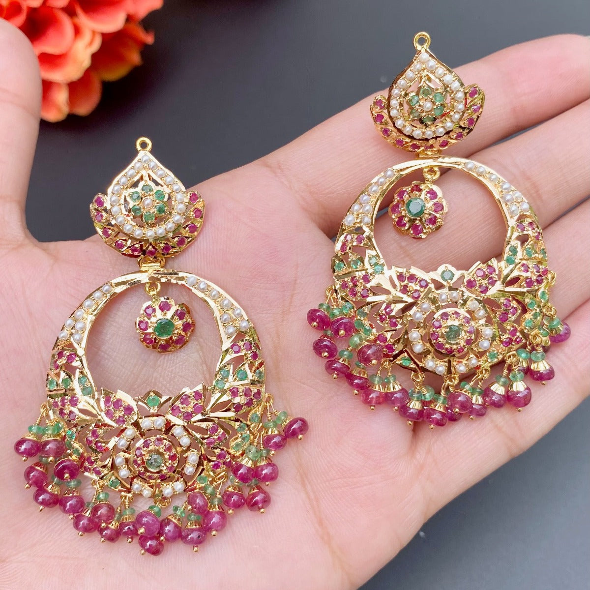 Mughal style Jadau Rani Haar | 22k Gold & Precious Stones GNS 187
