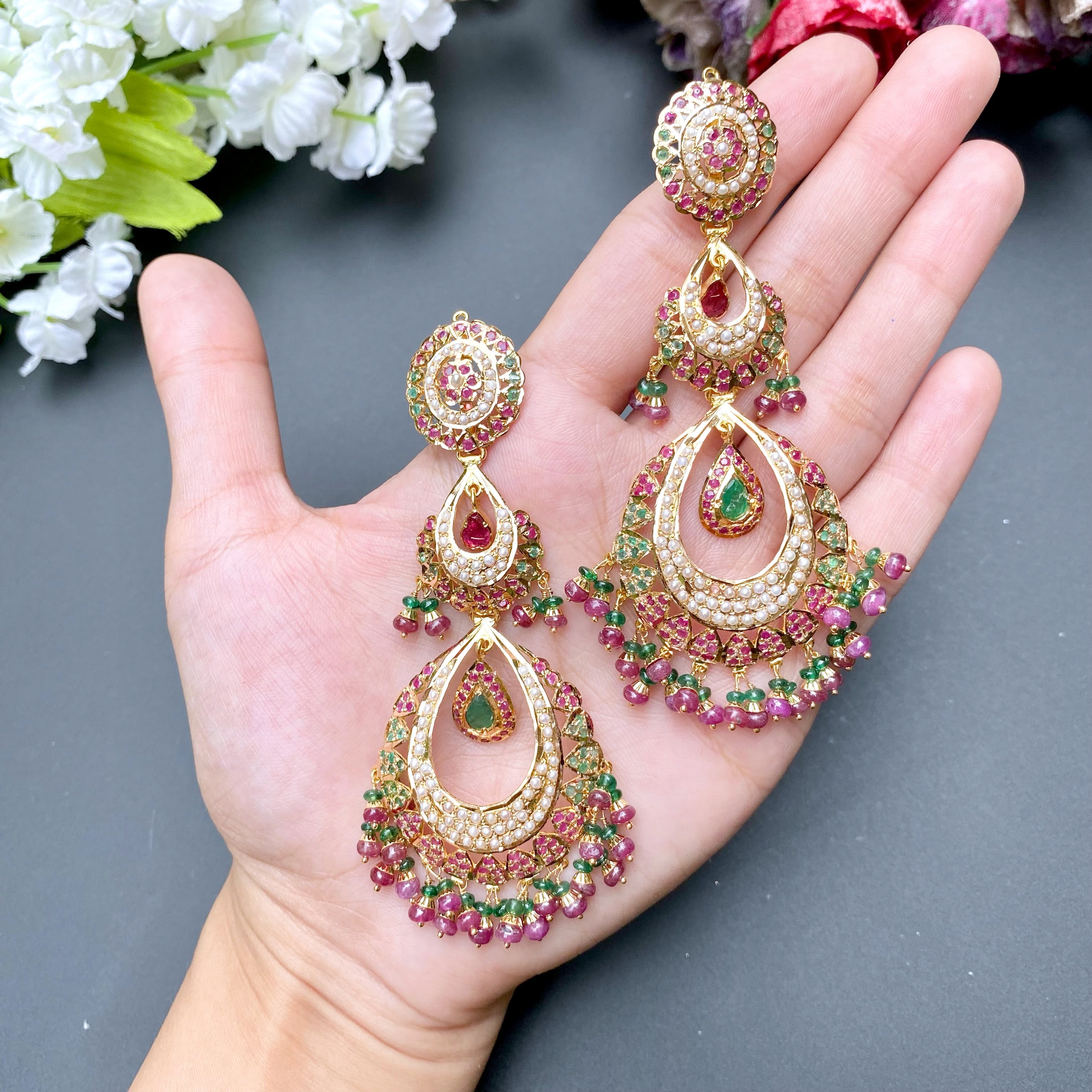 long rajasthani chandbali earrings