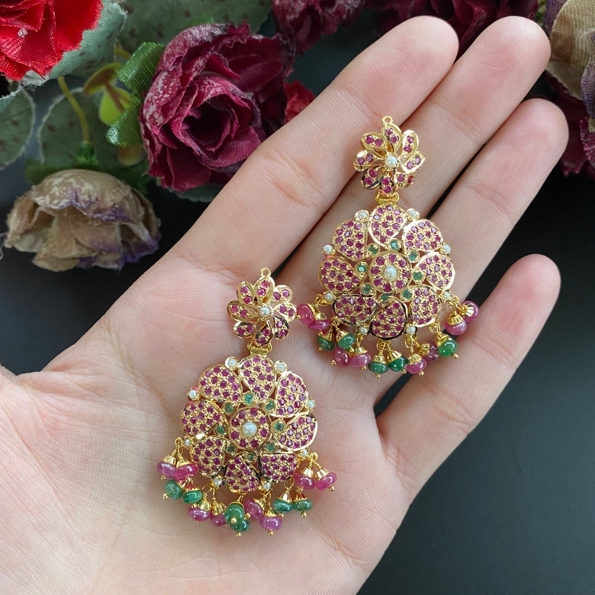 ruby earrings in 22ct gold