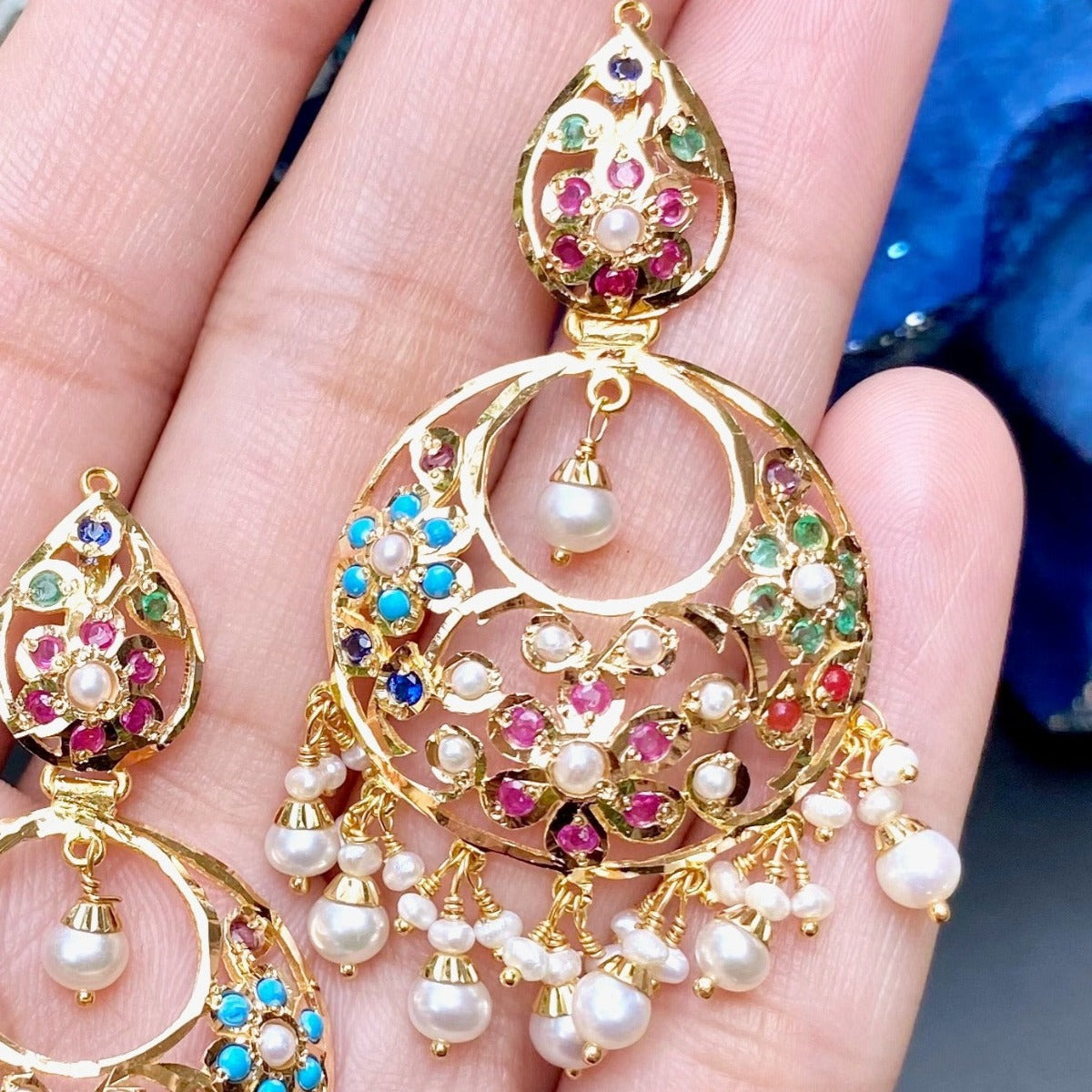 real gold chandbali earrings
