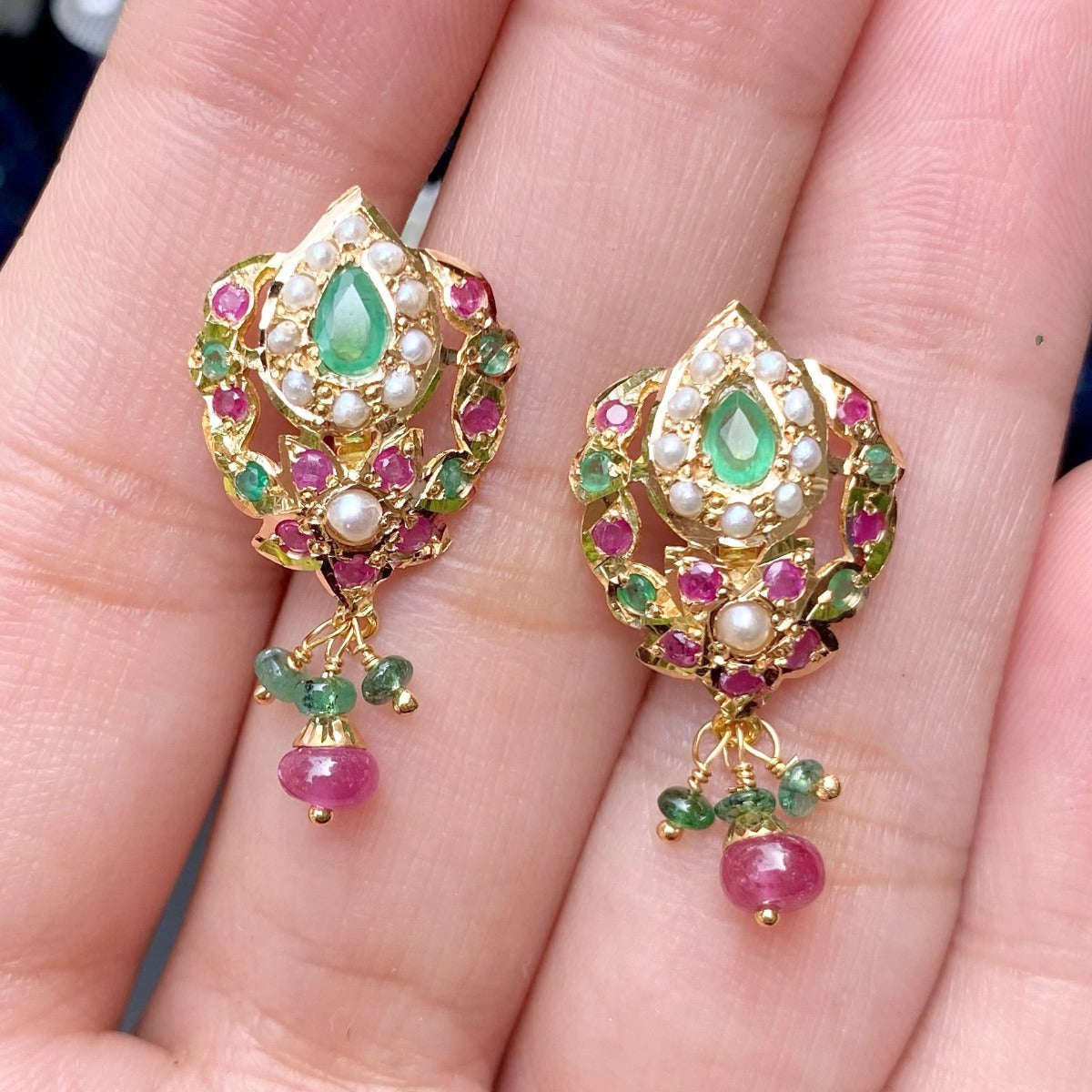 ruby emerald pearl tops in gold in usa