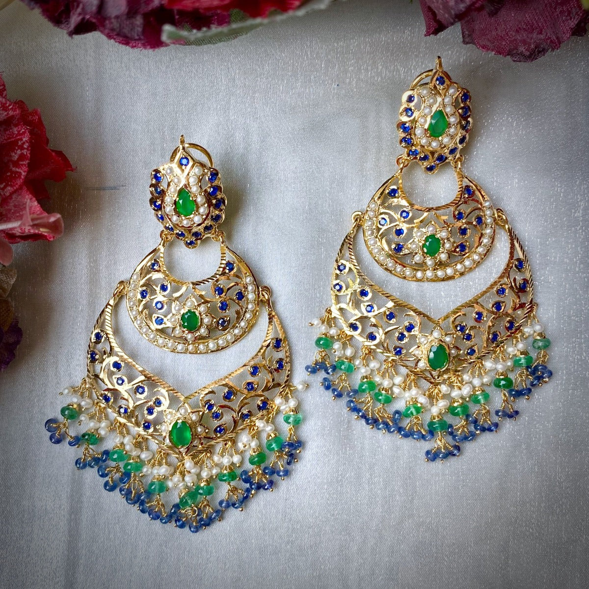 Shopsyin  Buy I Jewels Traditional Meenakari Kundan  Stone Studded Chandbali  Earrings For Women Alloy Chandbali Earring Online at Best Prices in India