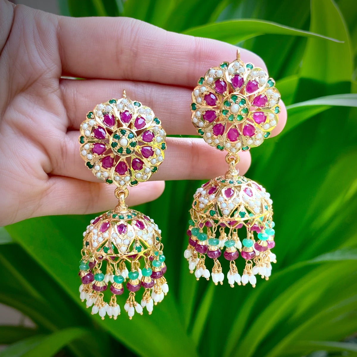 gold plated jhumka in silver