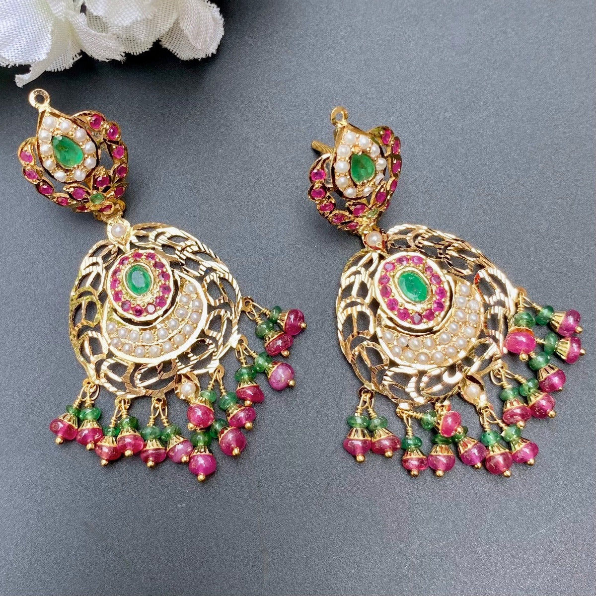 jali cut earrings in gold