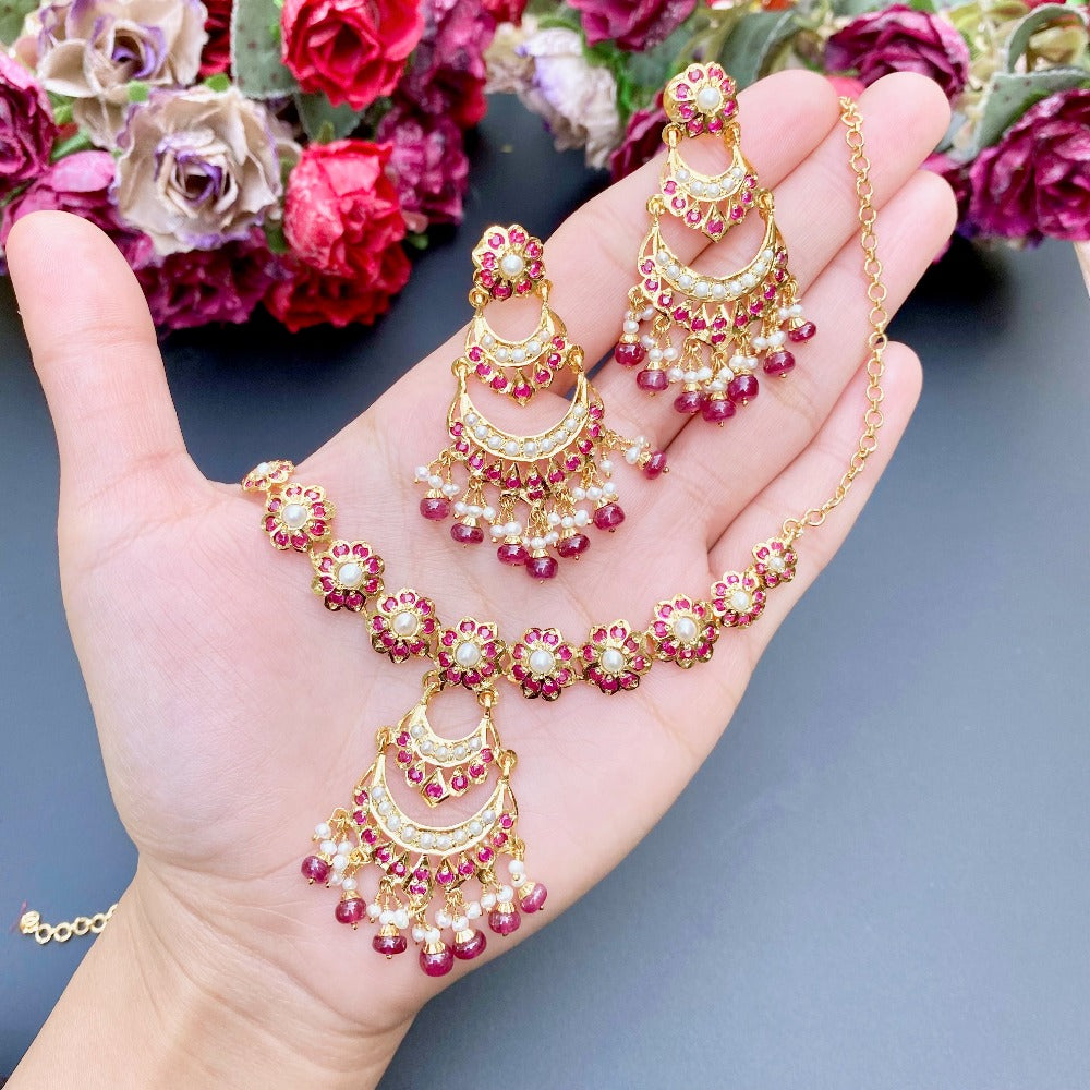gold plated necklace set under 15000
