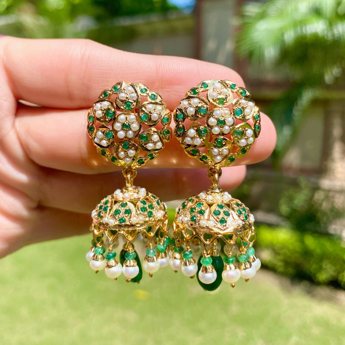 Priyaasi Earrings  Buy Priyaasi Gold Plated Emerald And Ruby Studded  Peacock Jhumka OnlineNykaa Fashion