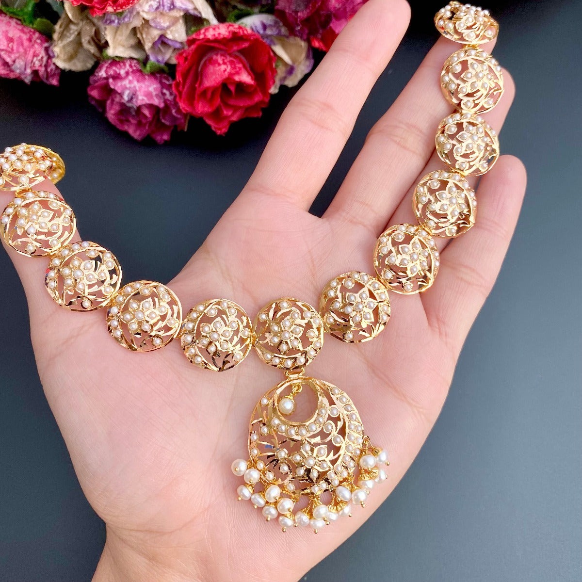 VIRAASI Jewellery Sets  Buy VIRAASI GoldPlated Red Pearl Necklace with  Earrings and Bracelet Set of 3 Online  Nykaa Fashion