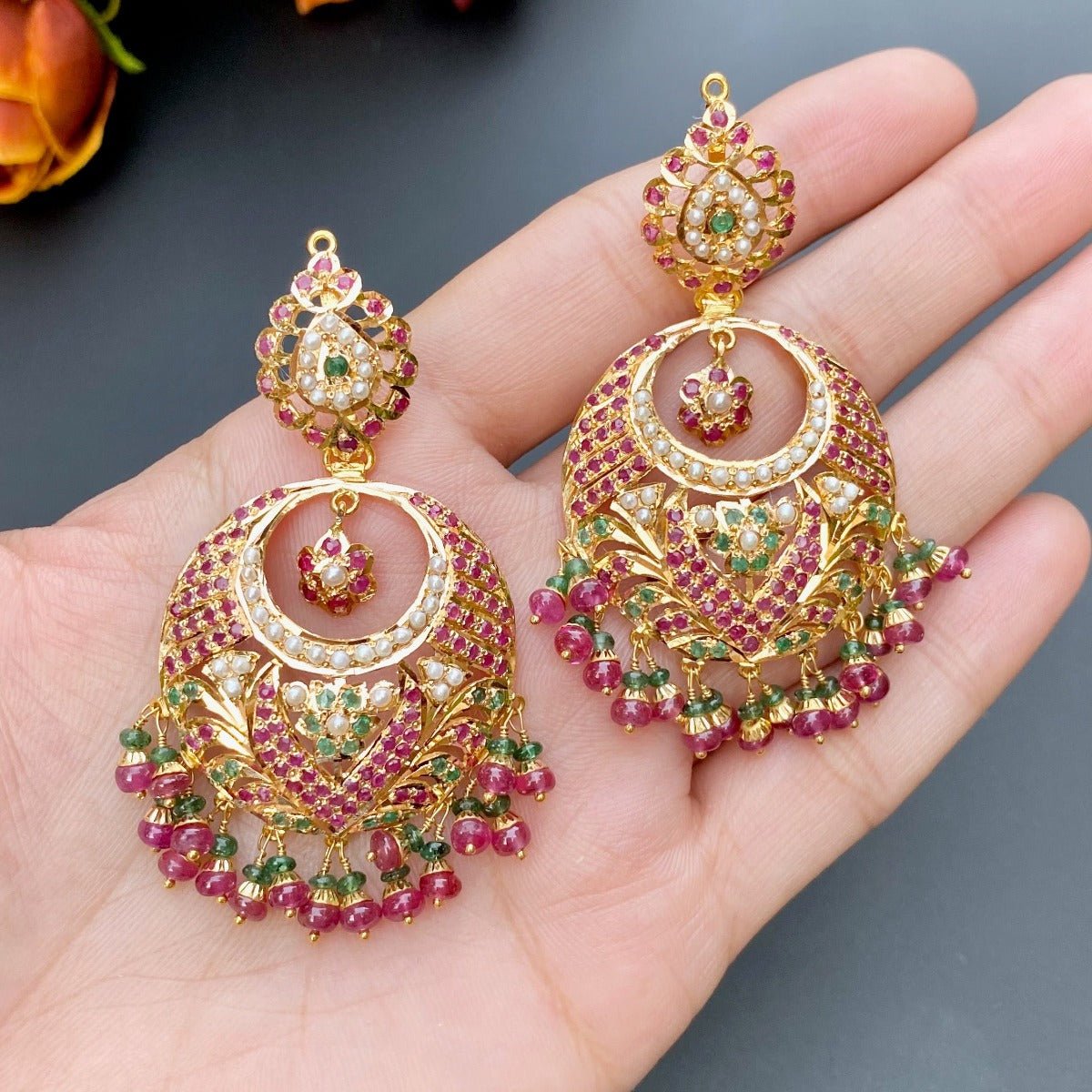 Traditional Jaal Necklace Set in 22ct Gold GNS 094