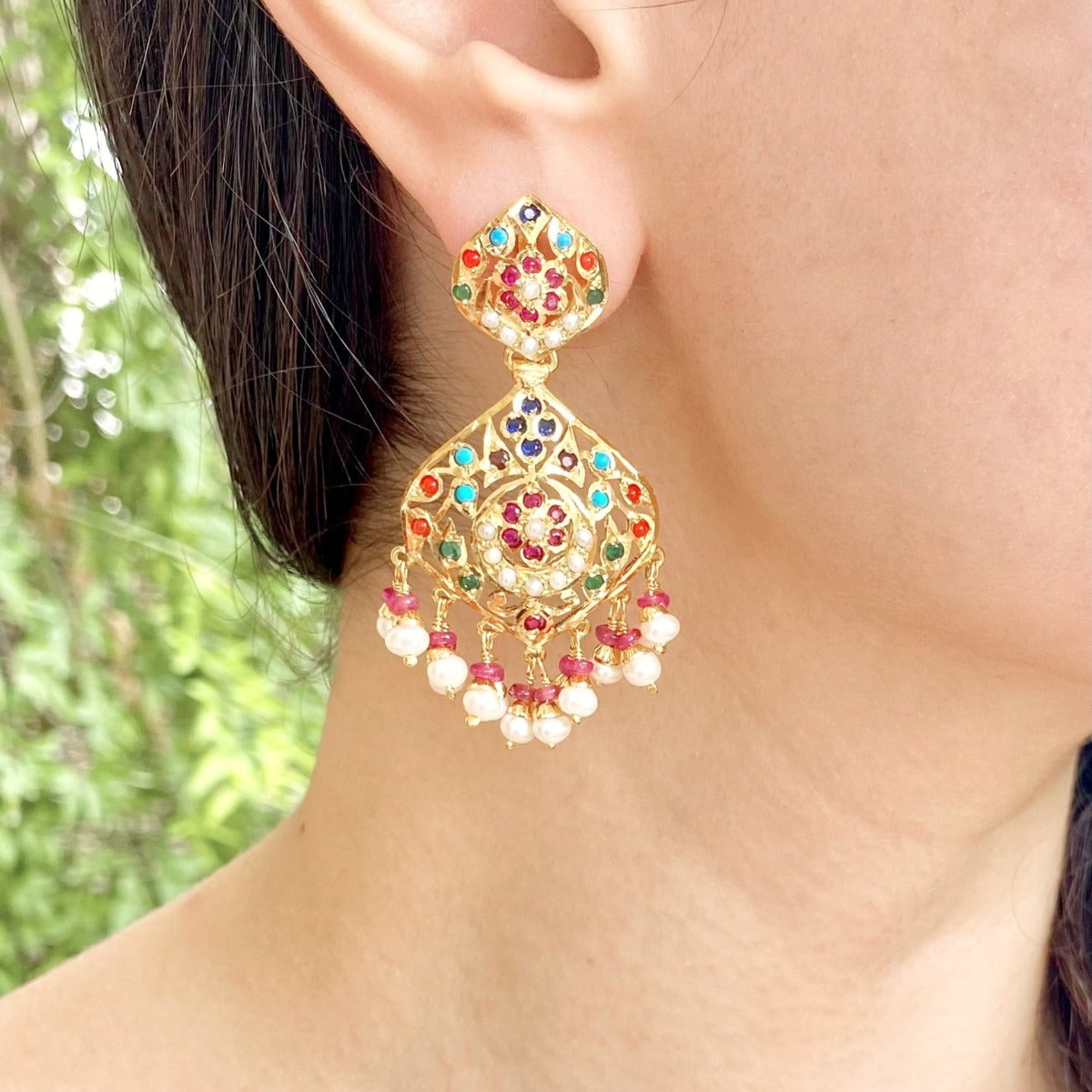 navratna stone earrings under 10000