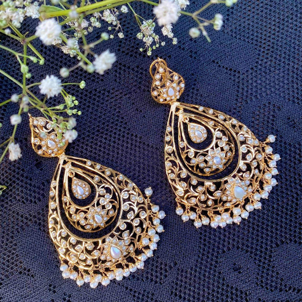 antique chandbali earrings gold plated
