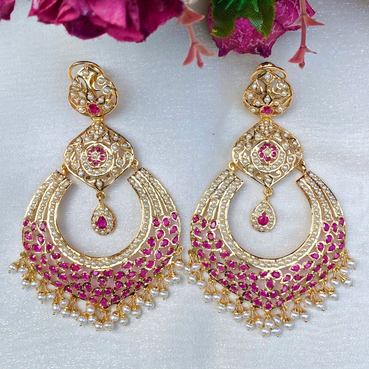 gold plated statement earrings