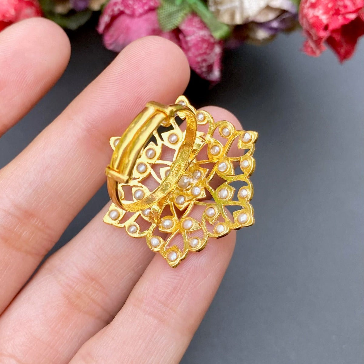 real gold jadau ring adjustable size