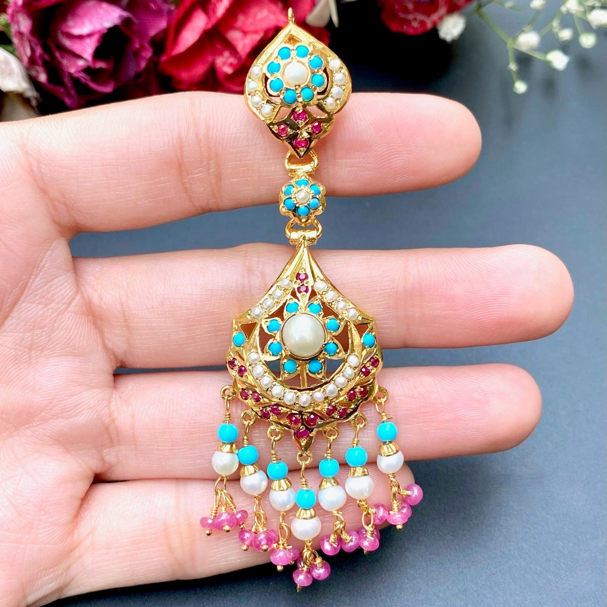 pakistani earrings with firoza