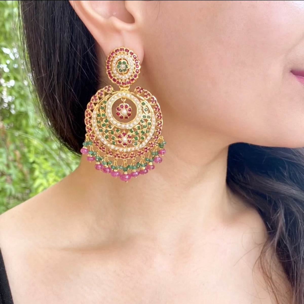 ruby emerald earrings