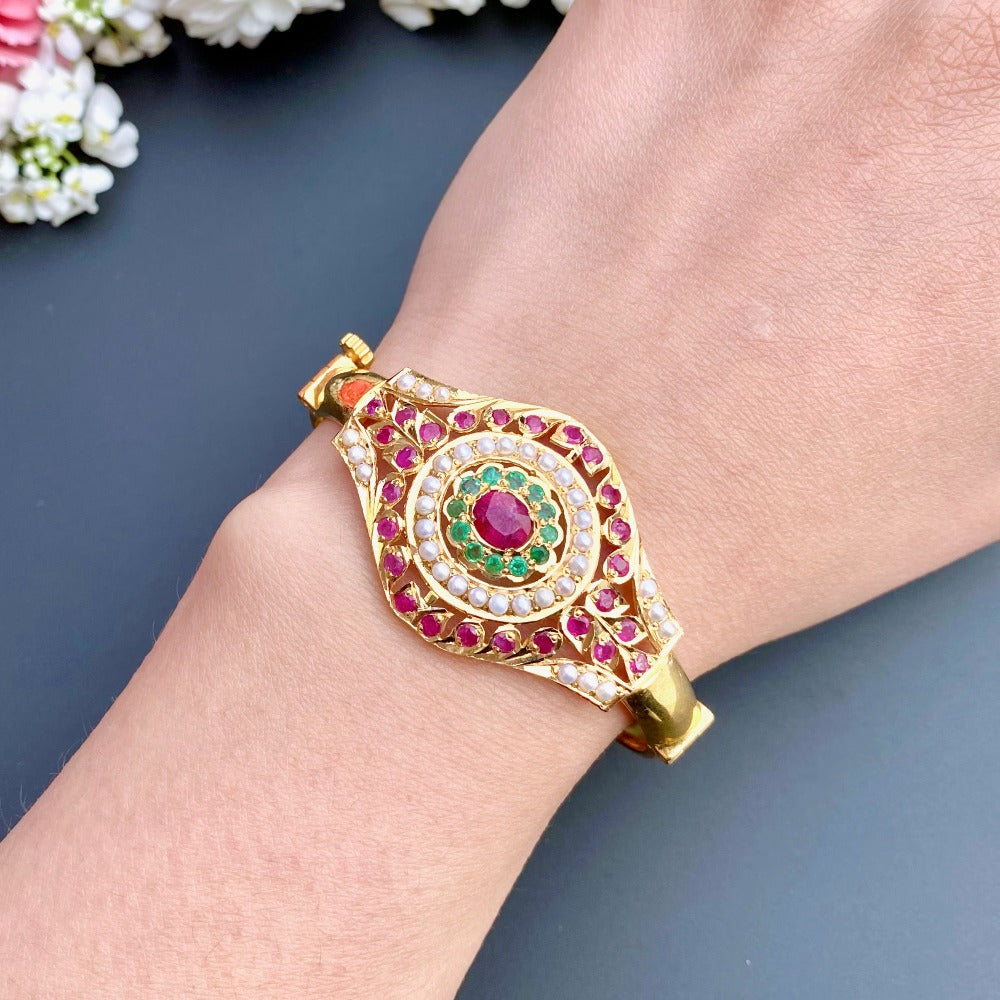 gold bracelet for women with price with ruby emerald