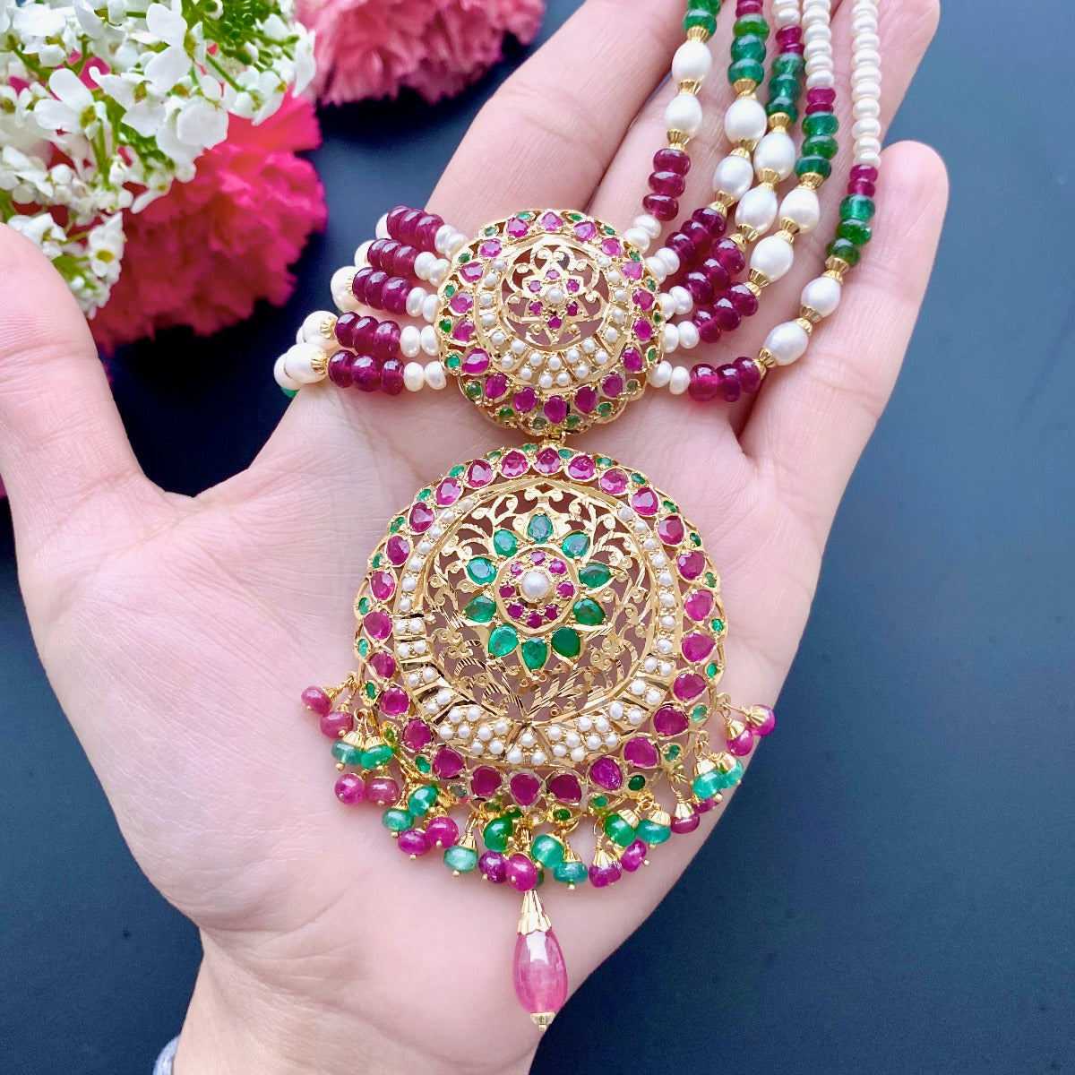 ruby emerald necklace tanishq