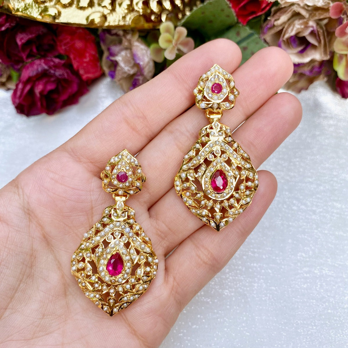 Gold Plating With Diamond Necklace | Gold popular Plated Jhumaka | AD Necklace Set | Indian Earrings | Cz Diamond Pendants | Womens Jewelry | Gift