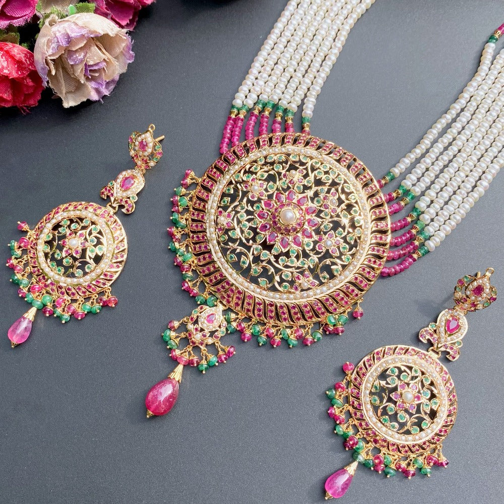 rajasthani necklace set in gold
