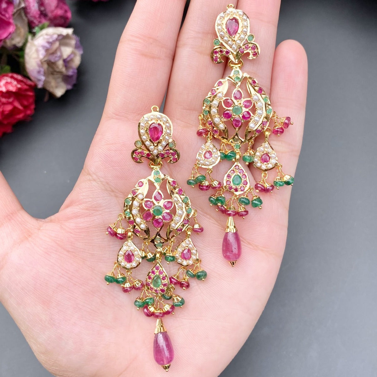 Ruby Gold Studs | Gold earrings studs, Gold studs, 22k gold bangles