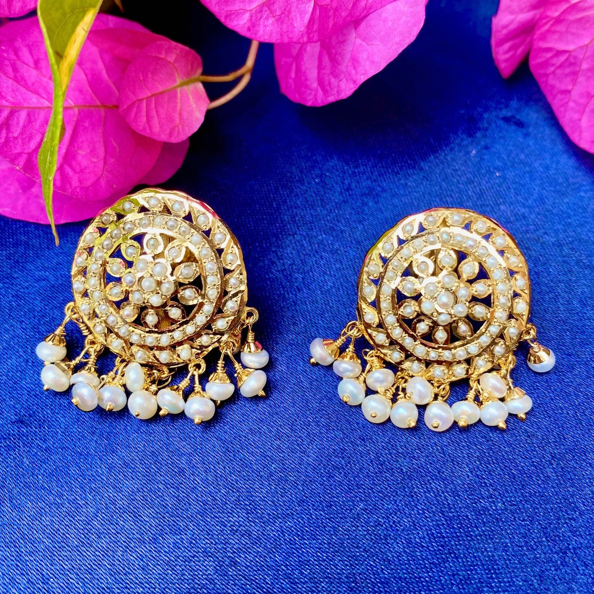 Premium Pearl Pendant Set | Gold Plated Silver | Indian Jarau Jewellery PS 014