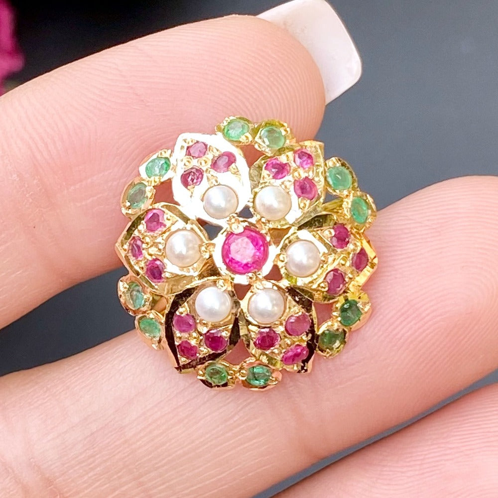 Floral Jadau Ring in 22ct Gold GLR 083