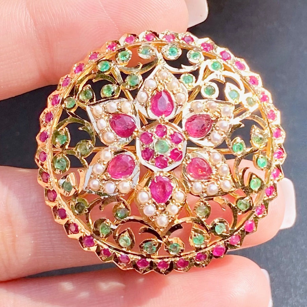 22 karat gold ring for women with ruby emerald