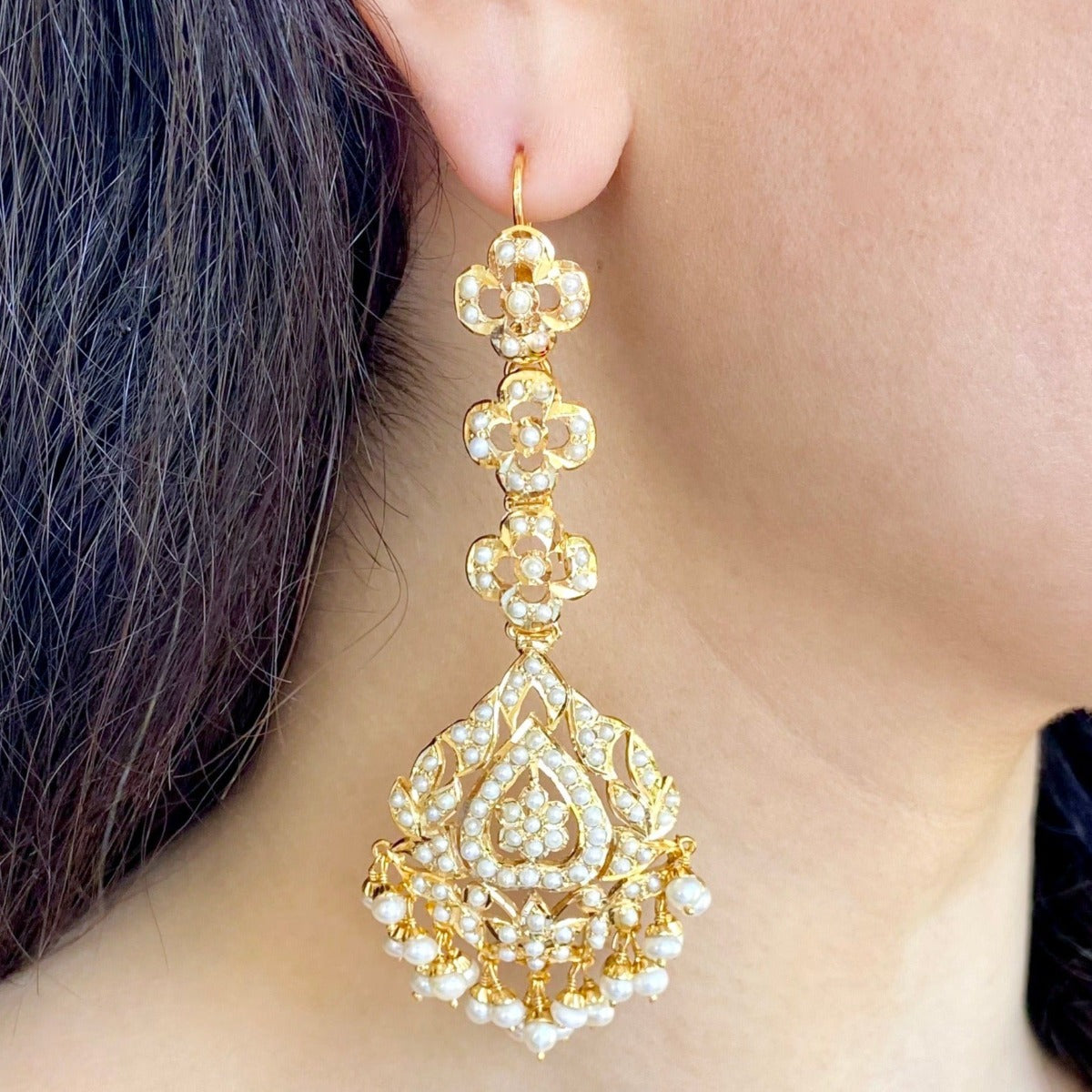 gold plated long earrings