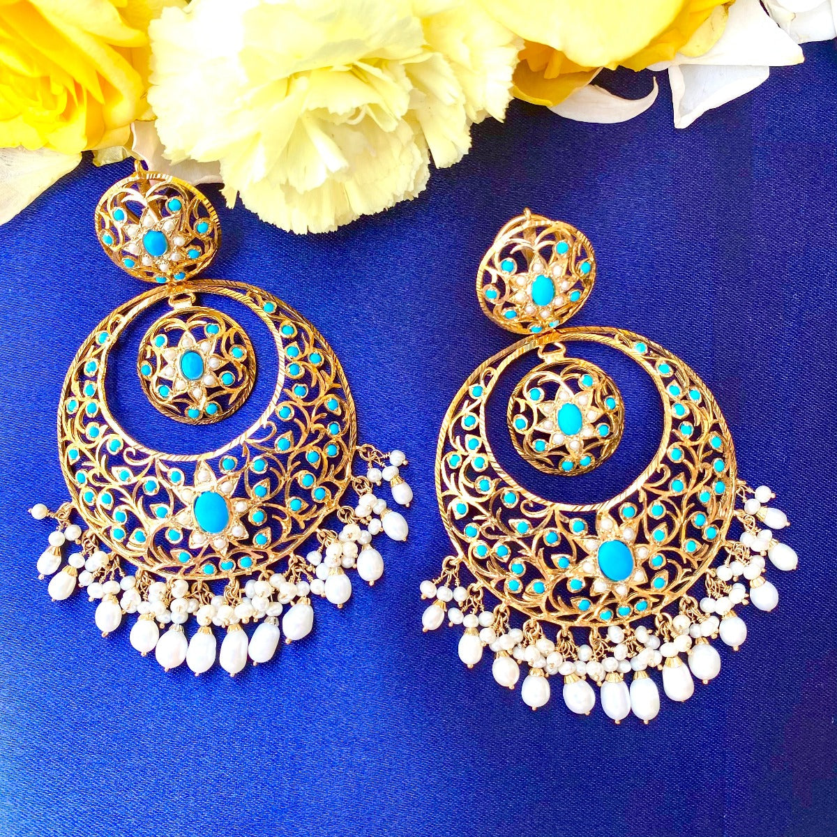 chandbali earrings with gold plating