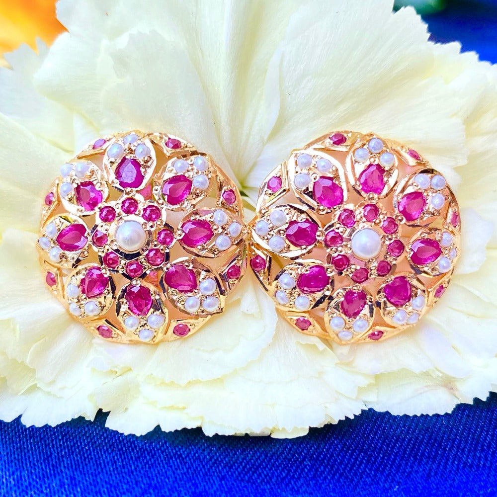 gold plated ruby studs