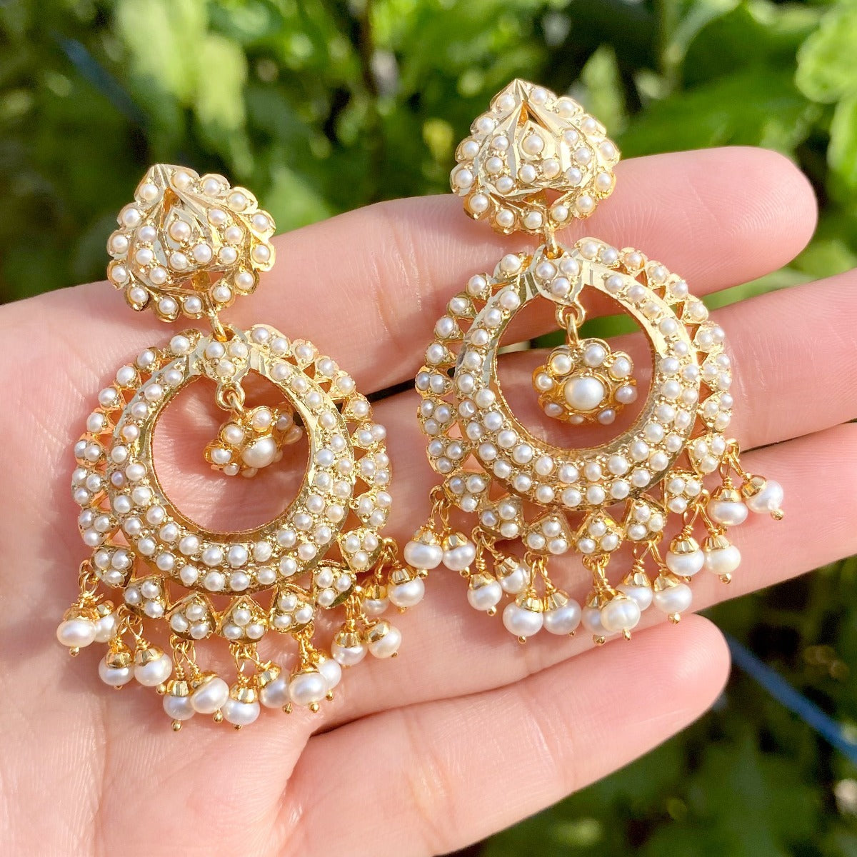 pearl balis in gold plated silver