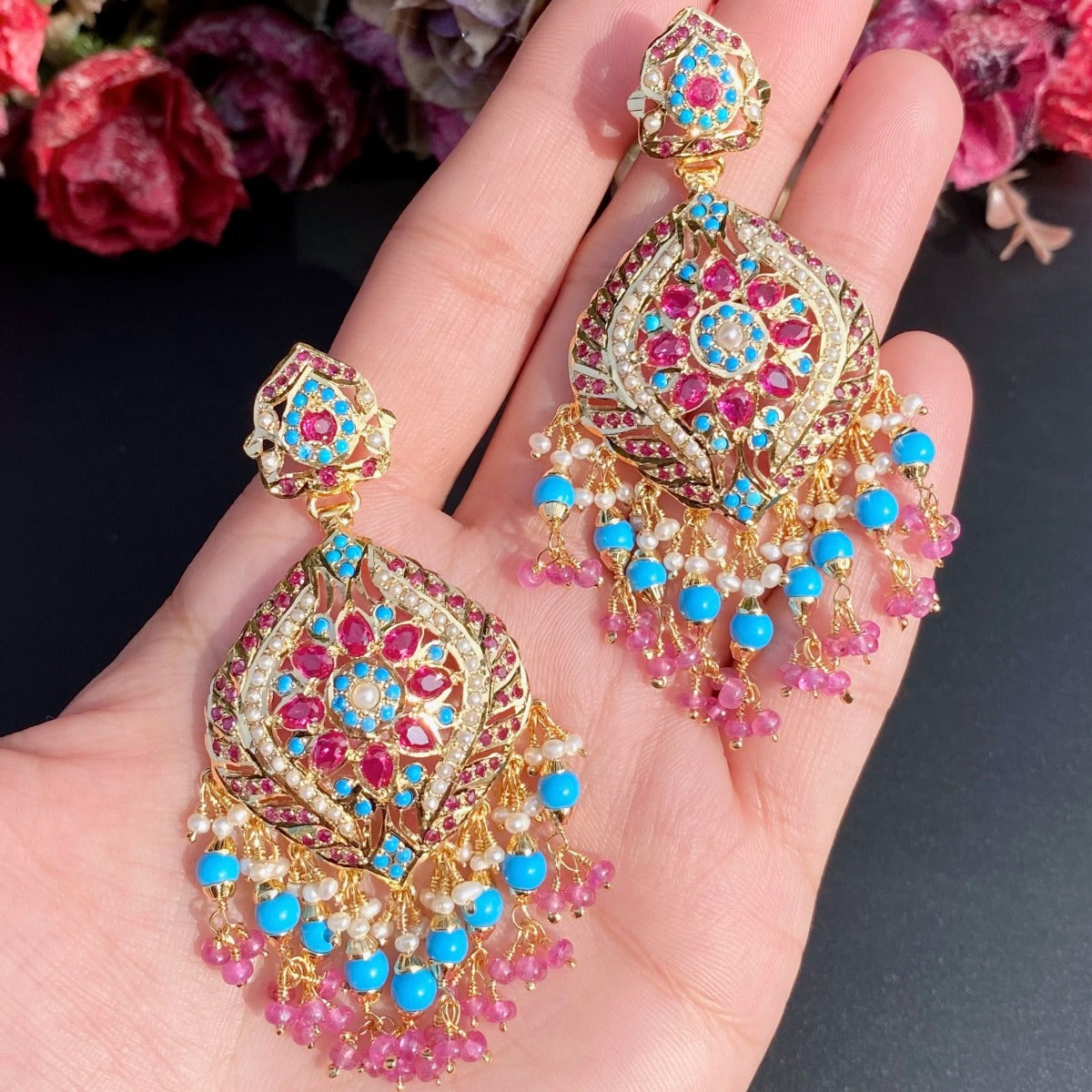 ruby feroza earrings