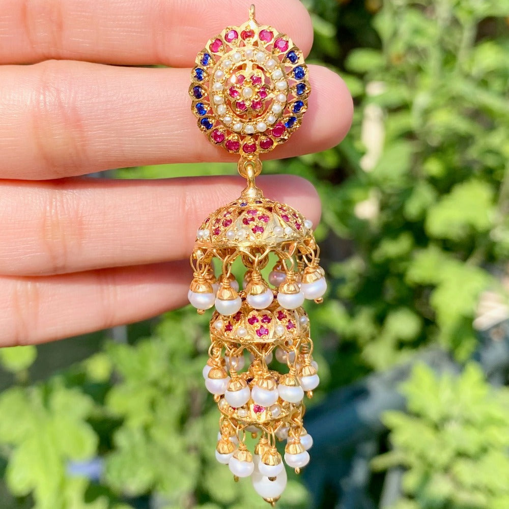 gold plated double jhumka