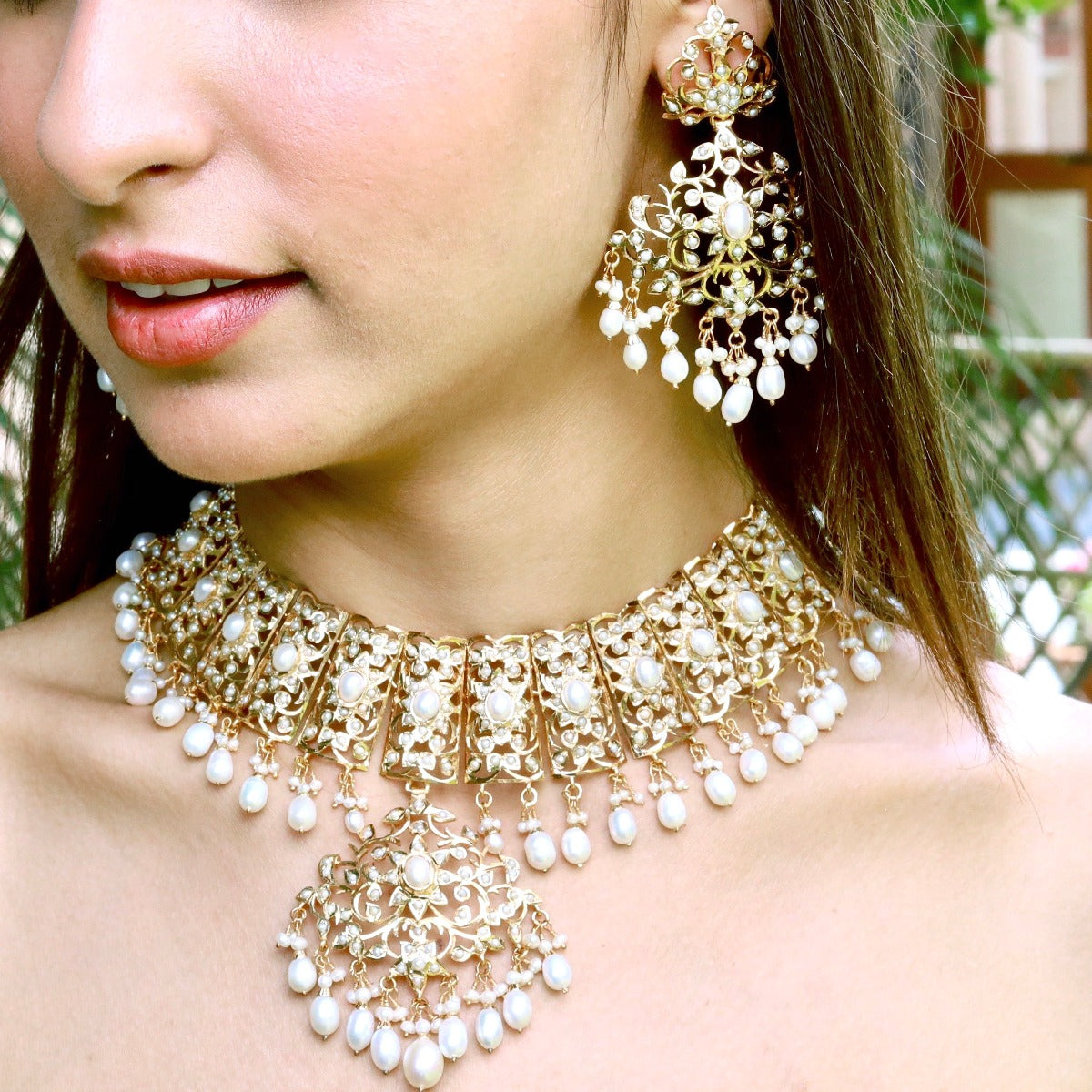 gold plated pearl set
