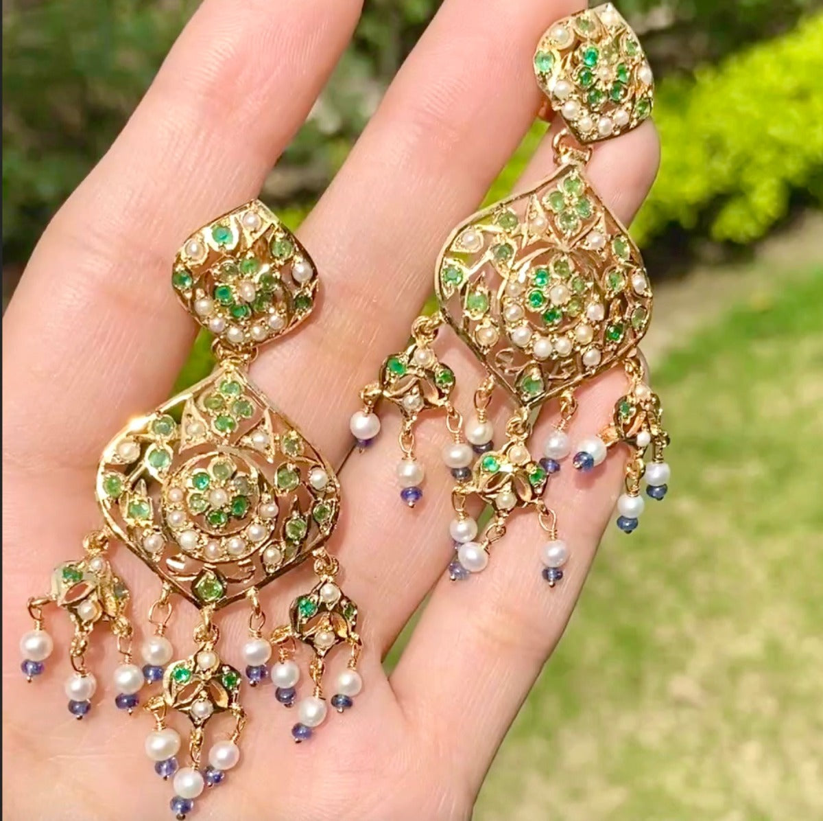 classy emerald earrings in silver