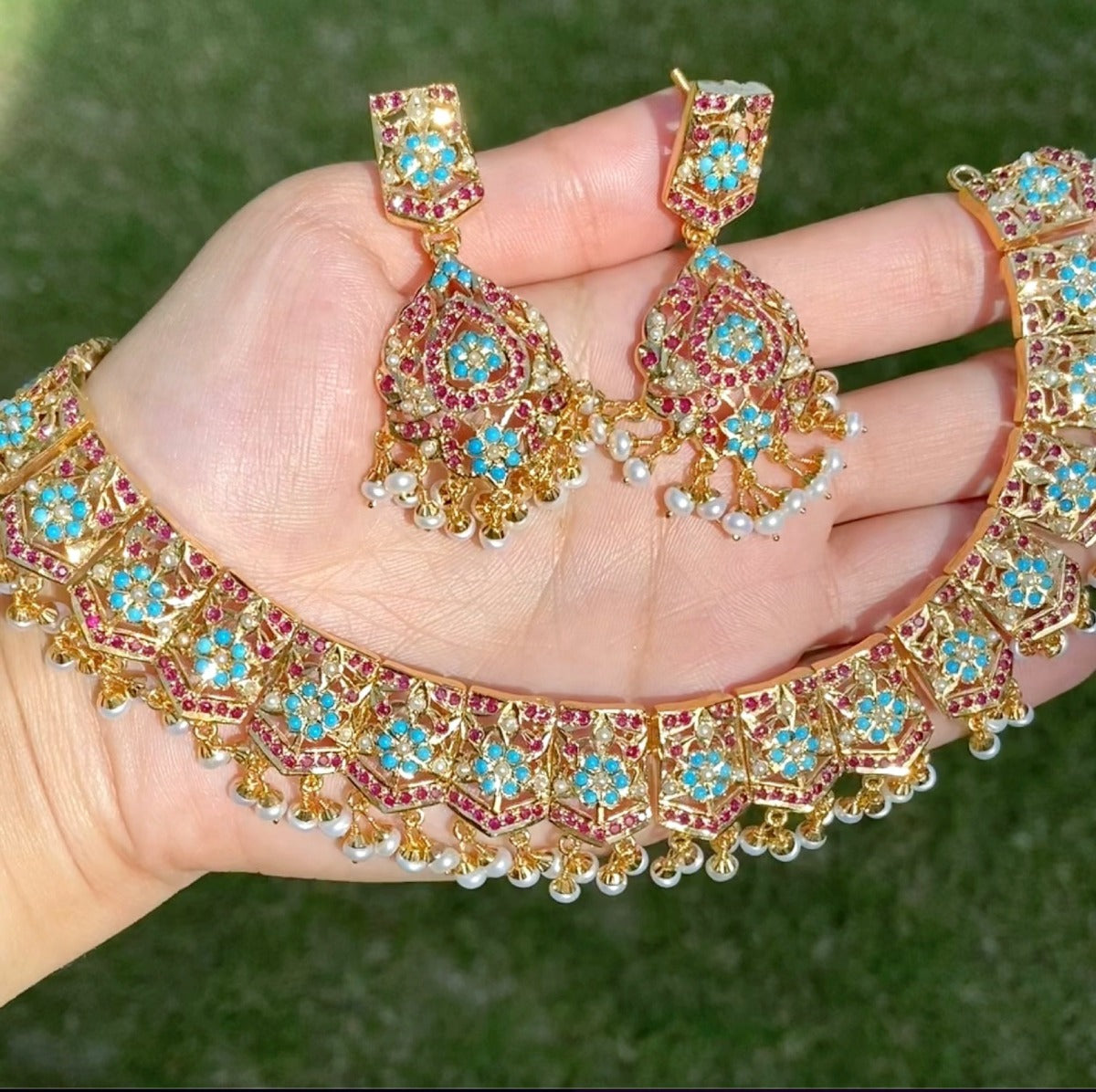 gold plated necklace set punjabi