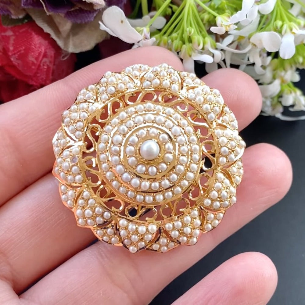 pearl cocktail ring in real gold