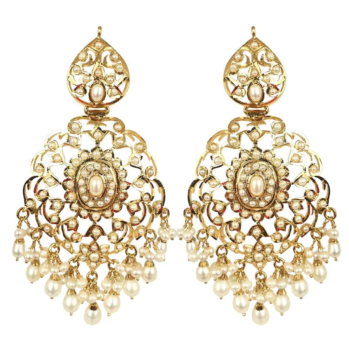 gold polished pearl earrings