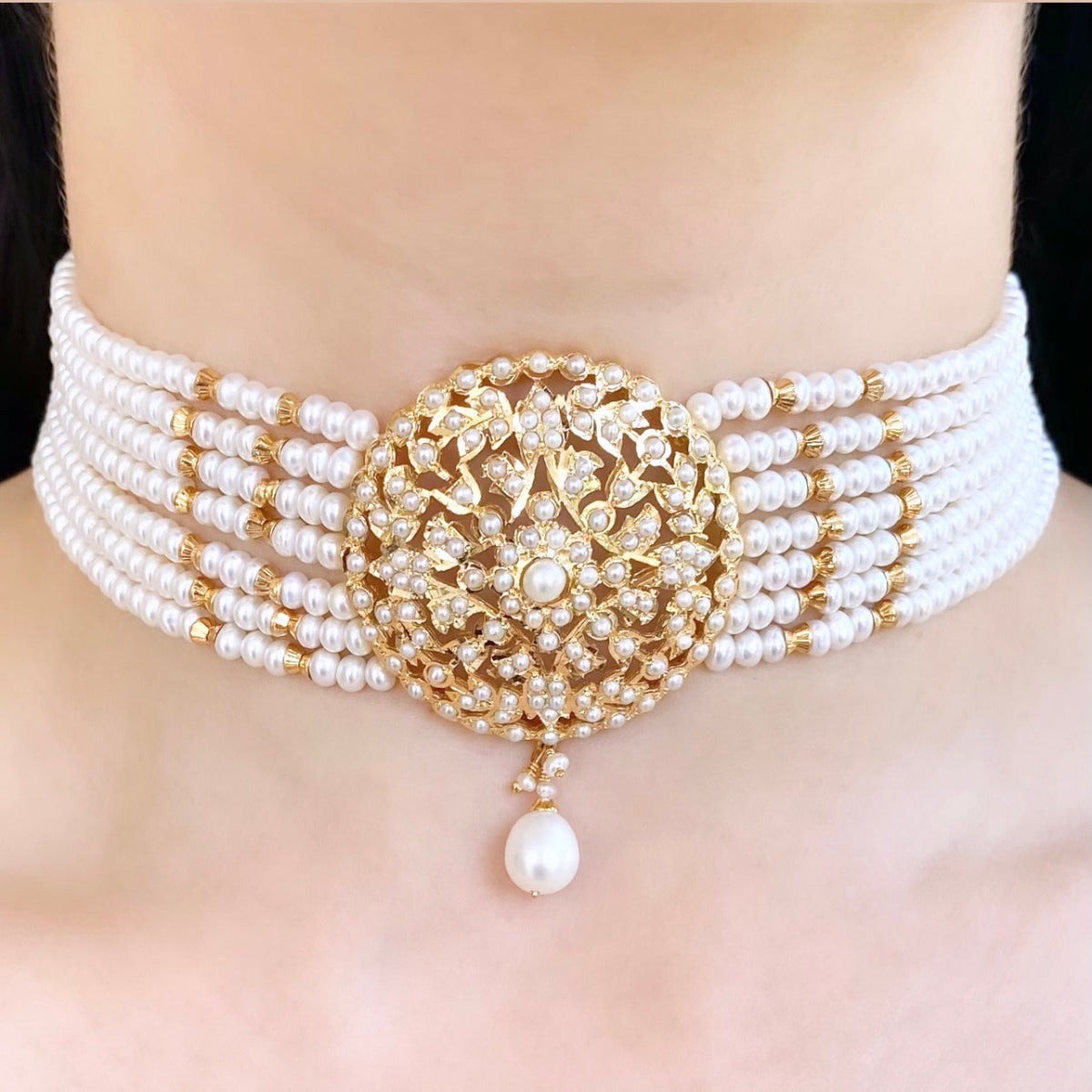 Pearl Gold Necklace - Indian design | Art of Gold Jewellery, Coimbatore