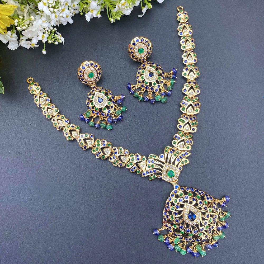 Gold Plated Necklace Set | 925 Silver Jadau Jewellery with Gold Plating