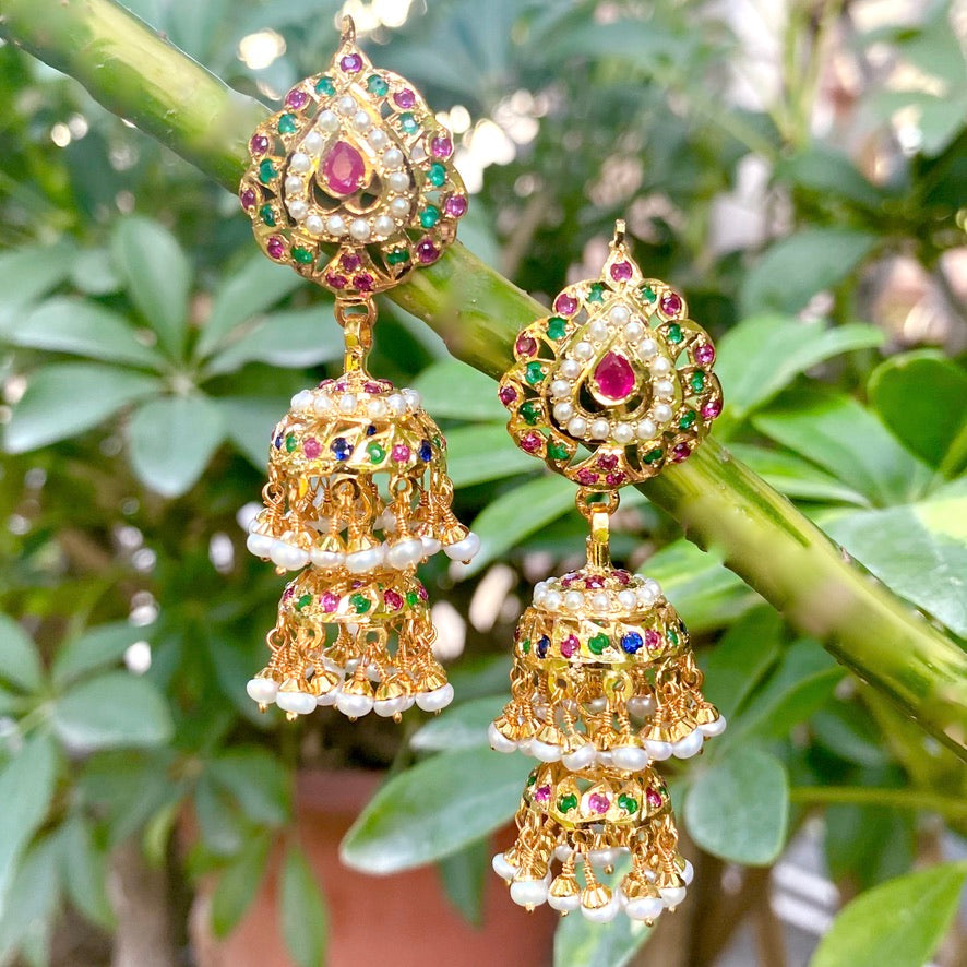 jadau double jhumka