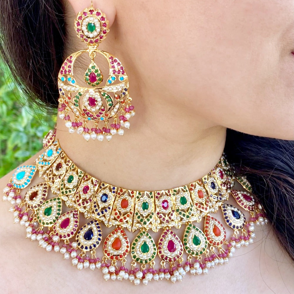 meermankaa navratna bridal necklace