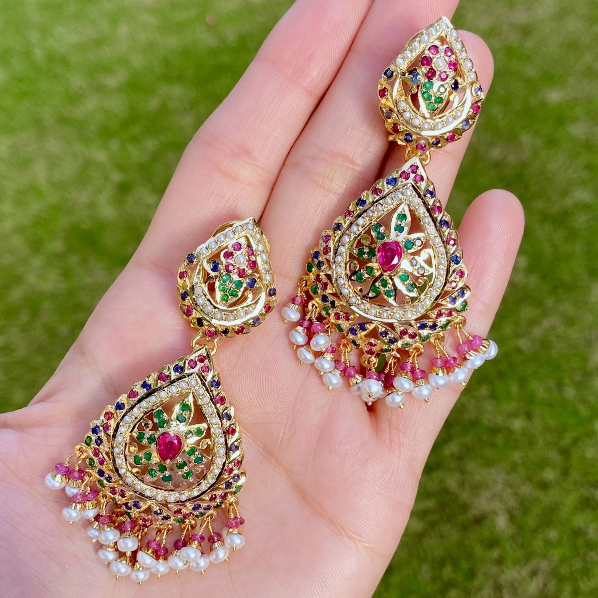 multicoloured earrings silver with gold plating